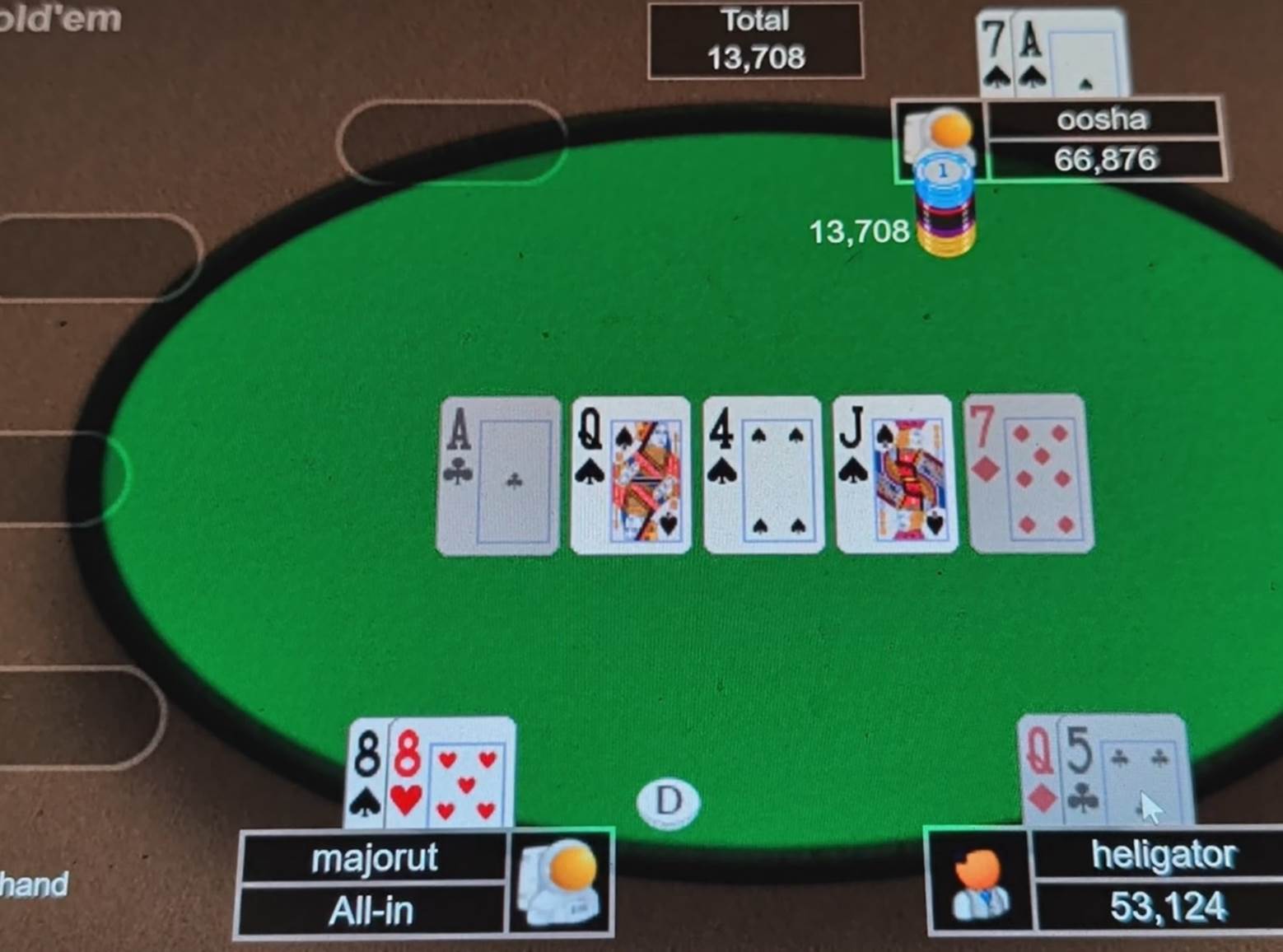 A screenshot of a poker table

AI-generated content may be incorrect.