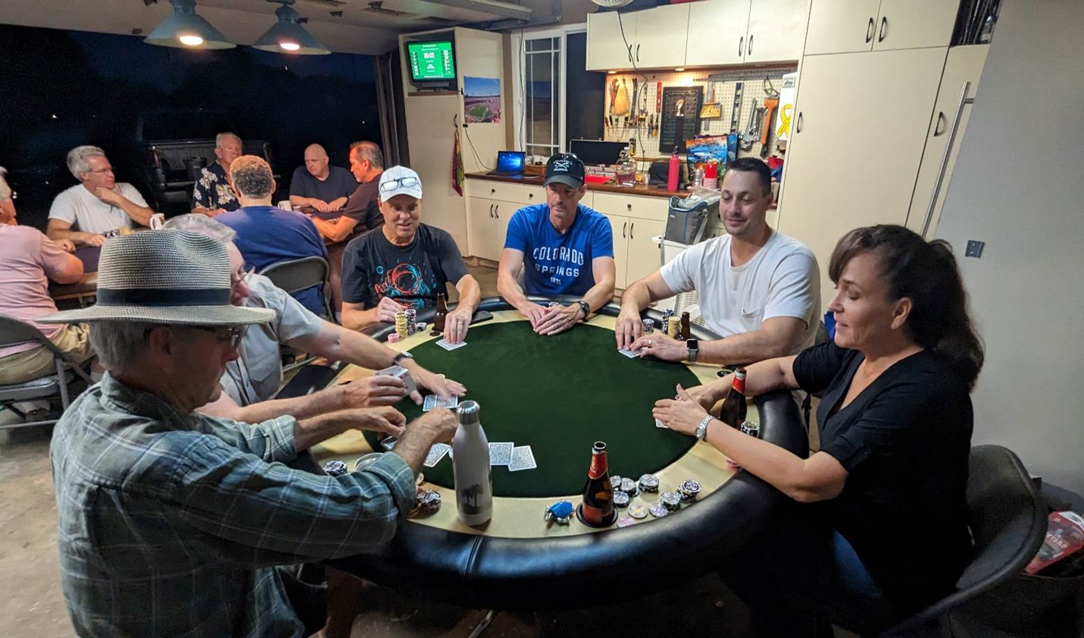 A group of people sitting around a poker table

Description automatically generated