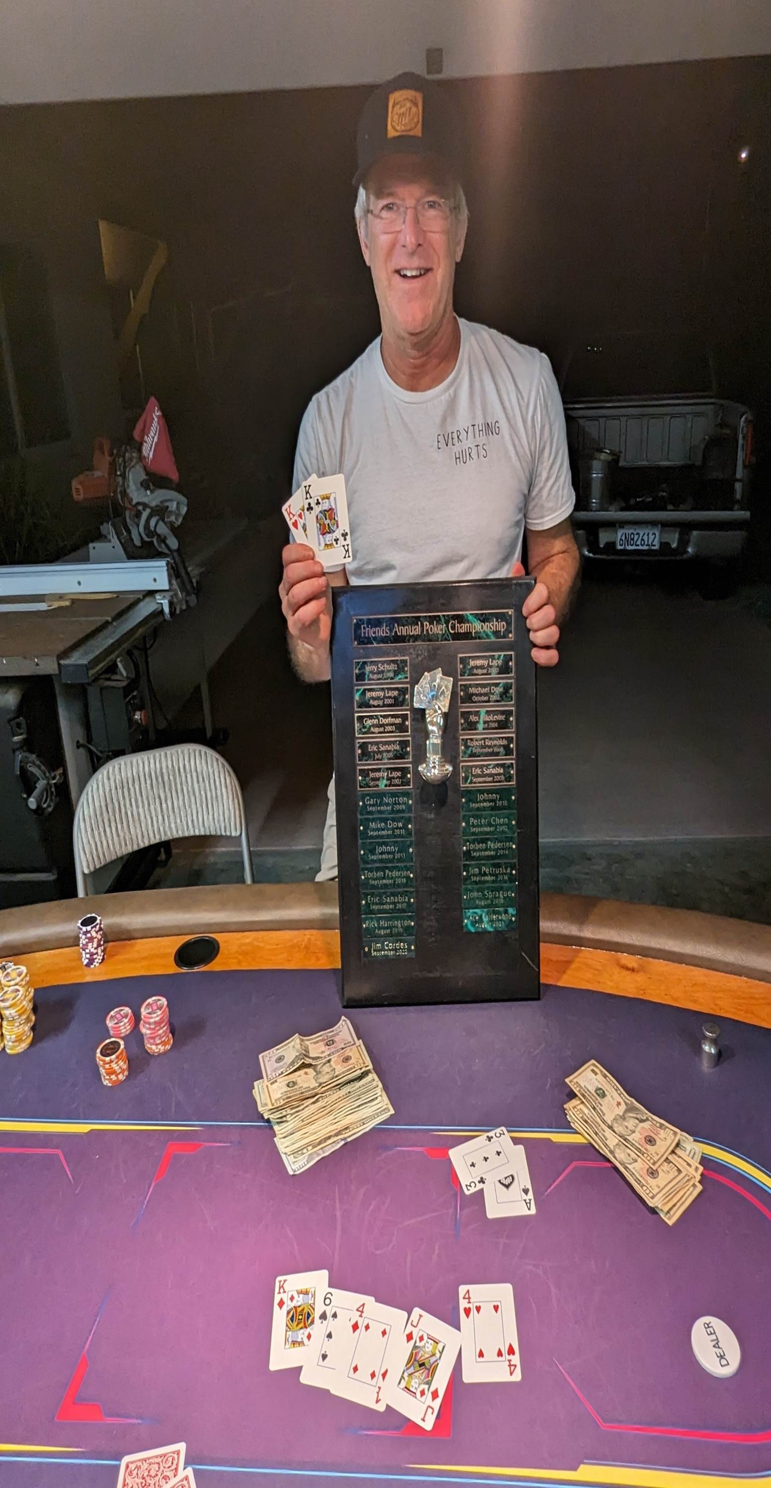 A person holding cards and a sign

Description automatically generated